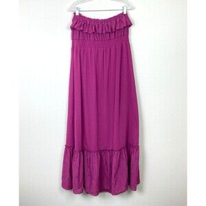 Eyelash Couture Women's Strapless Maxi Sundress Size 2X Pink Cotton Smocked